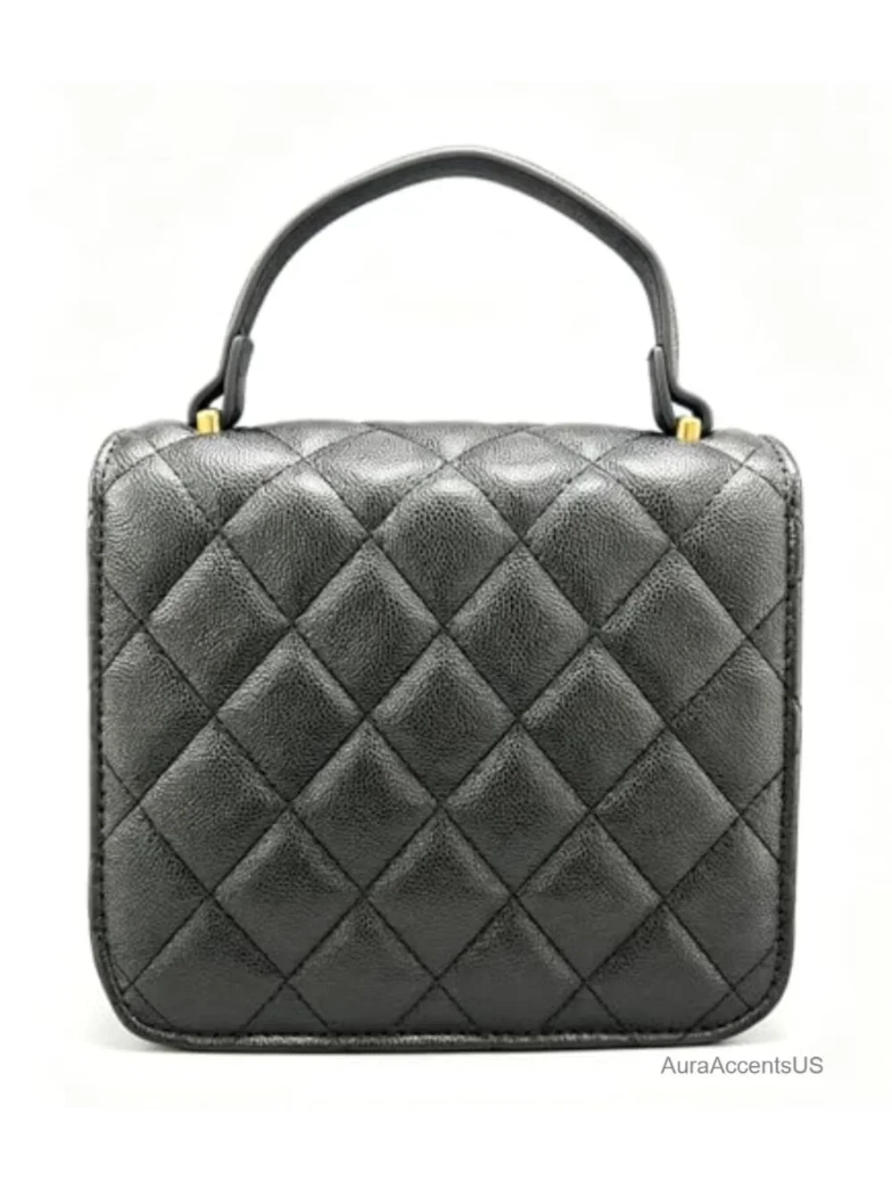 Quilted Crossbody Bag with Top Handle, Mini Satchel Purse